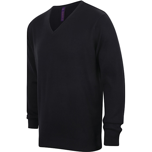 Henbury Herr 12 Gauge Fint Stickat V-ringad Tröja / Sweatshirt S Na Navy S