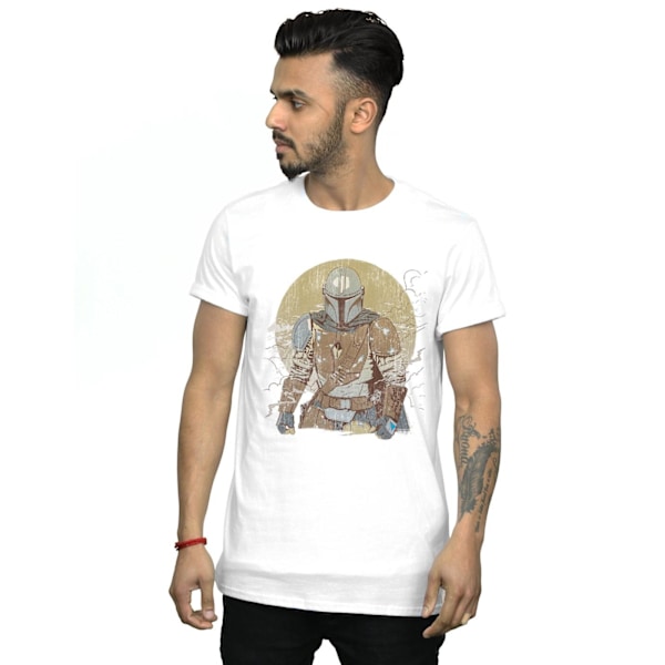 Star Wars The Mandalorian Distressed Warrior T-shirt för män 4XL W White 4XL
