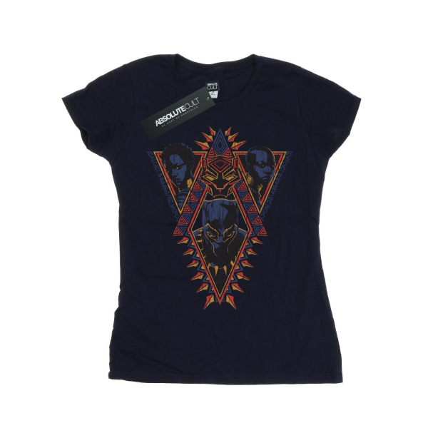 Marvel Womens/Ladies Black Panther Tribal Heads Bomull T-shirt Navy Blue M
