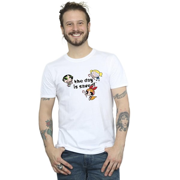 Powerpuff Girls T-shirt för män och flickor, The Day Is Saved, 4XL, vit White 4XL