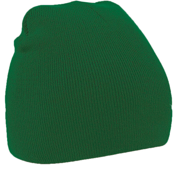 Beechfield Plain Basic Knitted Winter Beanie Hat One Size Bottl Bottle Green One Size