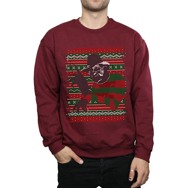A Nightmare On Elm Street Herr Jul Fair Isle Sweatshirt L Burgundy L