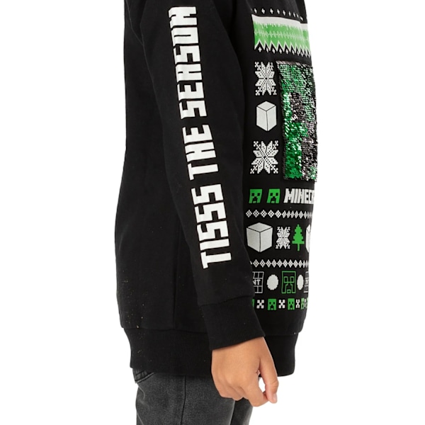 Minecraft Barnjumper för barn/barn med Creeper-paljetter, jultröja, 6 år Black/Green/White 6 Years