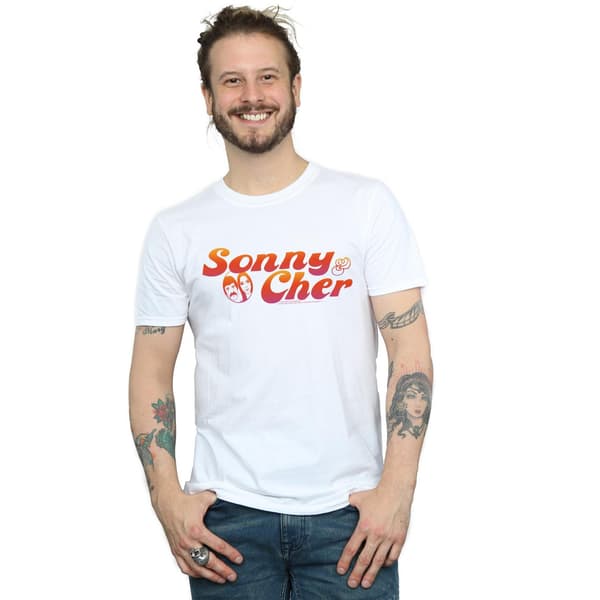 Sonny & Cher Herr Gradient Logotyp T-shirt L Vit White L