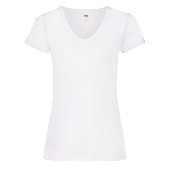 Fruit of the Loom Dam/Damer V-halsad Lady Fit T-shirt XL Vit White XL