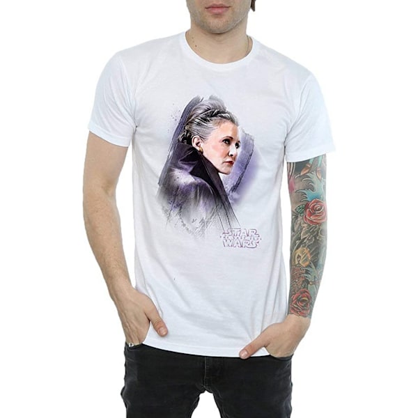 Star Wars: The Last Jedi T-shirt i borstad bomull för män med Princess Leia White XXL