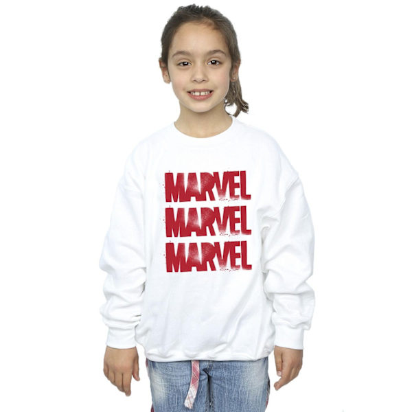 Marvel Girls Red Spray Logos Sweatshirt 3-4 år Vit White 3-4 Years