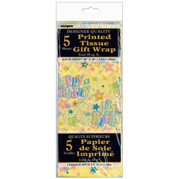 Unikt presentpapper för presentpapper för grattis på födelsedagen (förp Multicoloured One Size