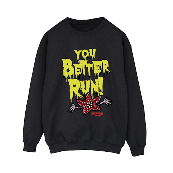 Netflix Dam/Kvinnor Stranger Things You Better Run Sweatshirt Black M