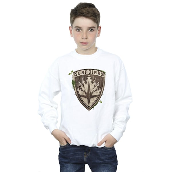 Marvel Boys I Am Groot Guardian Emblem Sweatshirt 7-8 år Vit White 7-8 Years