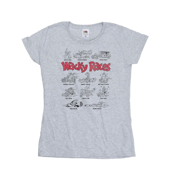 Wacky Races Dam/Dam Car Lineup Bomull T-shirt L Sports Grå Sports Grey L