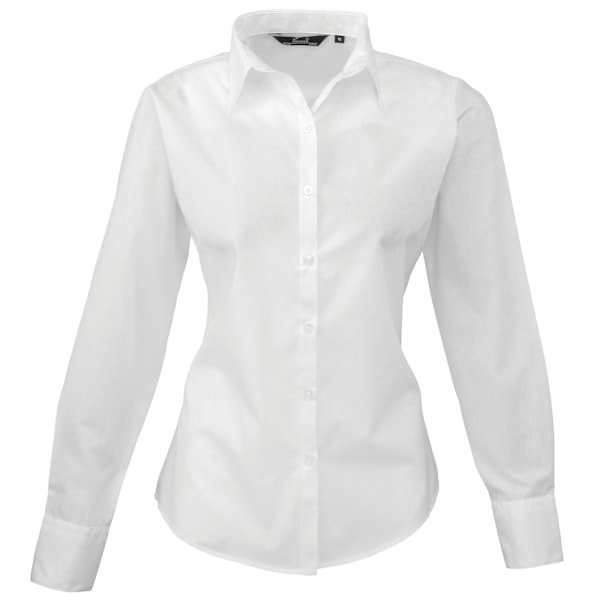 Premier Dam/Kvinnor Poplin Långärmad Blus 16 Vit White 16