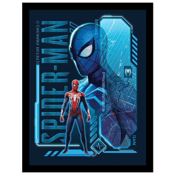 Spider-Man Peter Parker inramad affisch 40cm x 30cm Blå Blue 40cm x 30cm