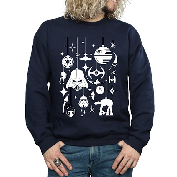 Star Wars Jul Dekorationer Sweatshirt för Herr 3XL Marinblå Navy Blue 3XL