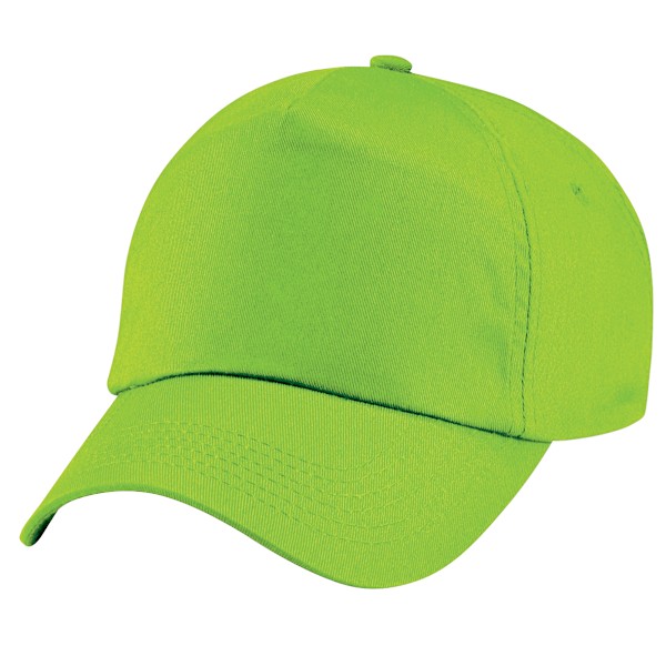Beechfield Plain Unisex Junior Original 5 Panel Baseball Cap On Lime Green One Size