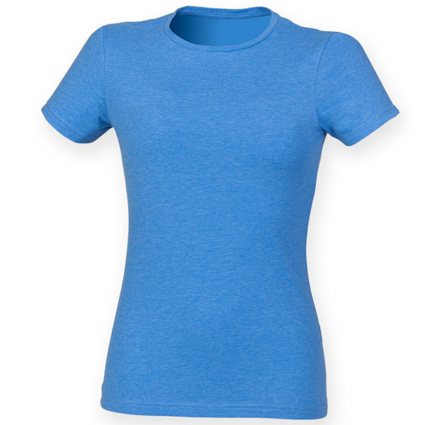 Skinni Fit Dam/Kvinnor Feel Good Stretch Kortärmad T-shirt Heather Blue 2XL