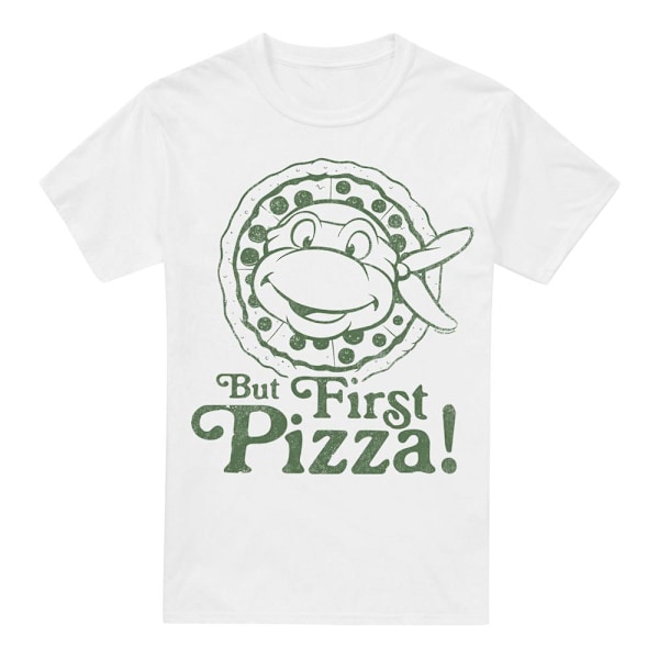 Teenage Mutant Ninja Turtles Herr But First Pizza T-Shirt S Whi White S