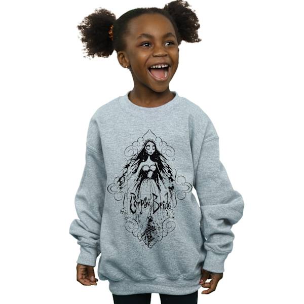 Corpse Bride Flickor Skissad Brud Sweatshirt 9-11 År Sport Sports Grey 9-11 Years