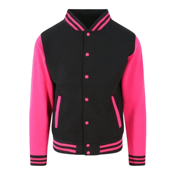 Awdis Unisex Varsity Jacket XL Jet Black/Hot Pink Jet Black/Hot Pink XL