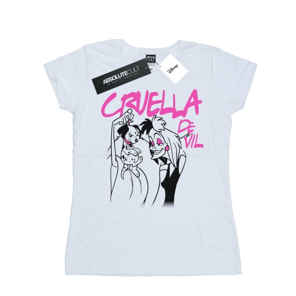 Disney Dam/Dam Cruella De Vil T-shirt i bomull med krage XL White XL