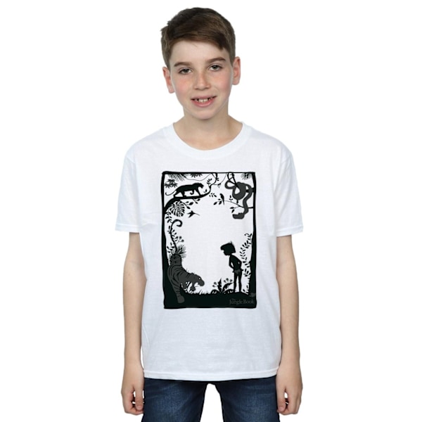 Disney Boys The Jungle Book Silhouette Poster T-Shirt 7-8 år White 7-8 Years