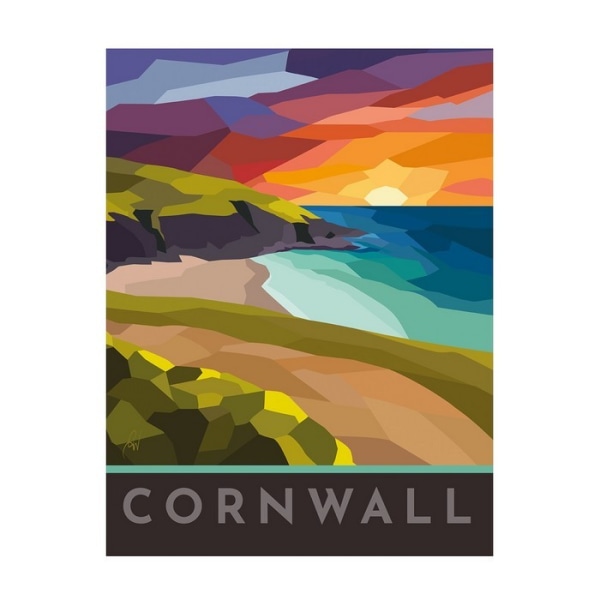 Georgina Westley Cornwall Målat glaspapper Print 50cm x 40cm Multicoloured 50cm x 40cm