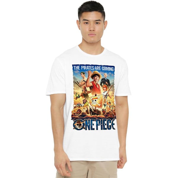 One Piece Herr Piraterna Kommer Poster T-Shirt L Vit White L