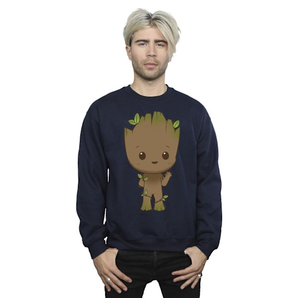 Marvel Mens I Am Groot Chibi Wave Pose Sweatshirt 3XL Marinblå Navy Blue 3XL