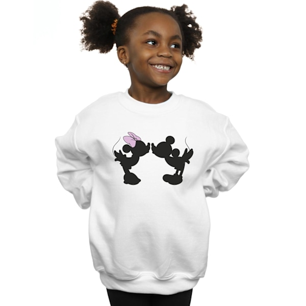 Disney Girls Mickey Minnie Kiss Silhouette Sweatshirt 9-11 År White 9-11 Years