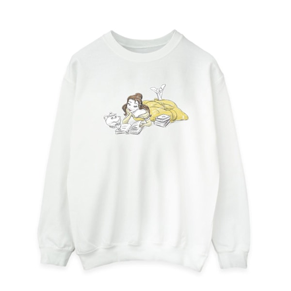 Disney Herr Skönheten och Odjuret Belle Läsning Sweatshirt M Vit White M