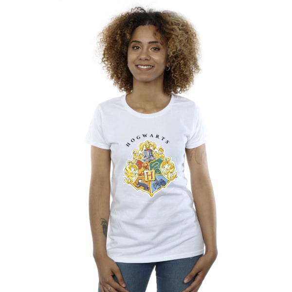 Harry Potter Dam/Dam Hogwarts skolemblem Bomull T-Shir White M