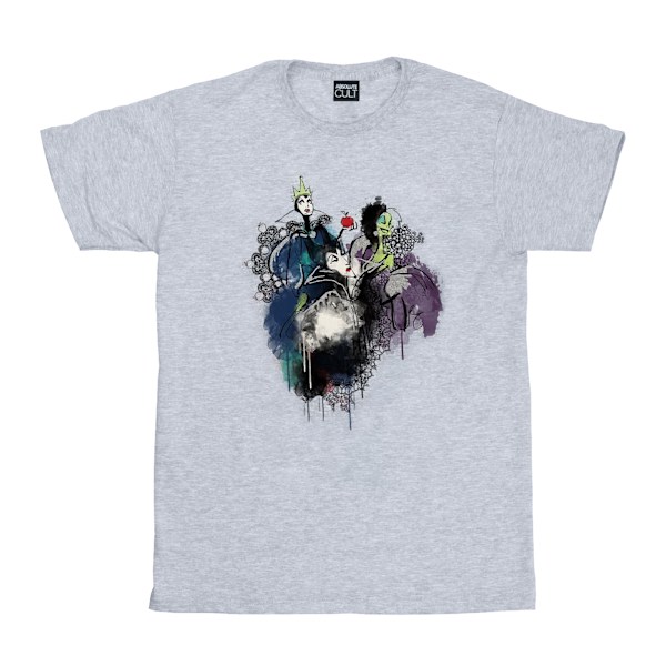 Disney Girls Villains Sketch Bomull T-shirt 9-11 År Sport G Sports Grey 9-11 Years