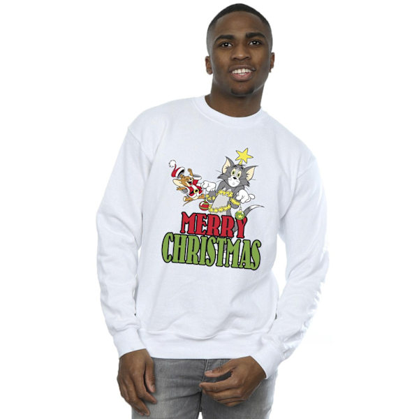 Tom And Jerry Herr Merry Christmas Baubles Sweatshirt XL Vit White XL