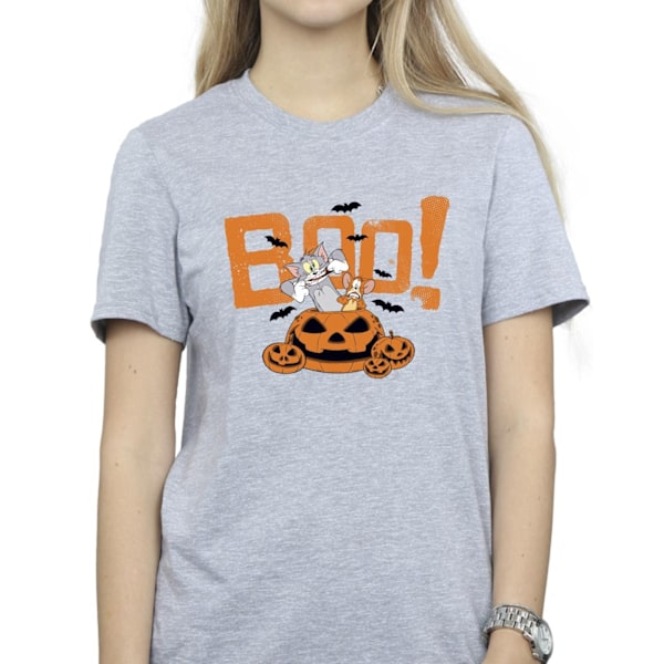 Tom & Jerry Dam/Damer Halloween Boo! Bomull Boyfriend T-Shi Sports Grey S