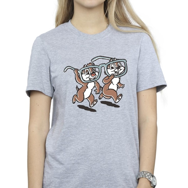 Disney Dam/Damer Chip ´n Dale Glasögon Bomull Boyfriend T-Sh Sports Grey S