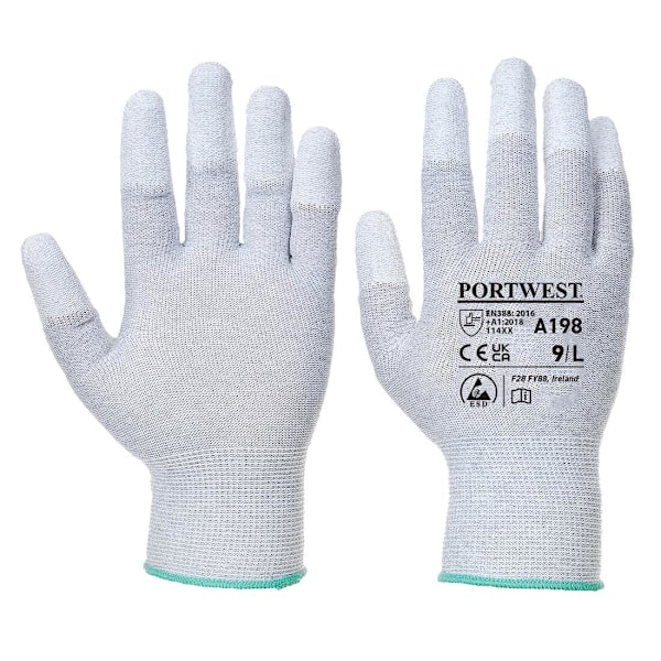 Portwest Unisex Vuxen A198 PU Fingertoppsgreppshandskar L Grå Grey L