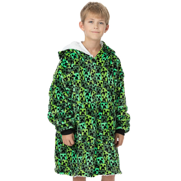 Minecraft Pojkar Oversized Hoodie Filt En Storlek Grön Green One Size