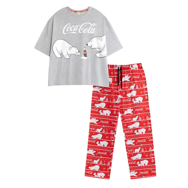 Coca-Cola Dam/Dam Logotyp Kortärmad Lång Pyjamas Set M Grå Grey/Red M