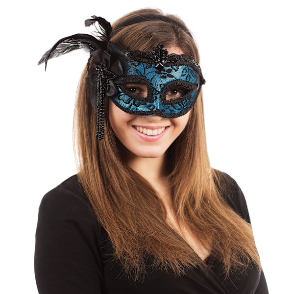 Bristol Novelty Vuxen Unisex Sidofjäder Ögonmask En Storlek Blå Blue One Size