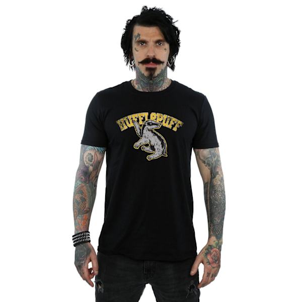 Harry Potter T-shirt i bomull för män, Hufflepuff, M, svart Black M