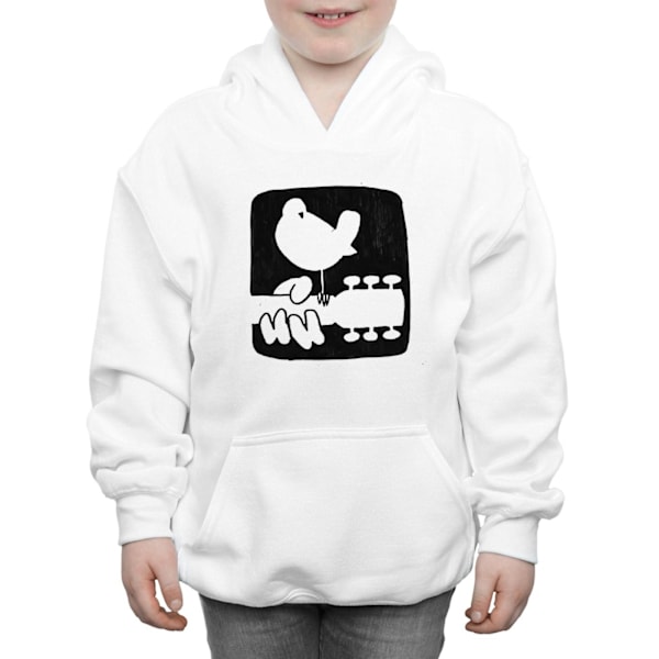 Woodstock Boys Guitar Logo Hoodie 12-13 år Vit White 12-13 Years