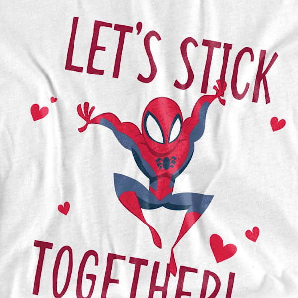 Spider-Man Unisex Vuxen Stick Together Alla Hjärtans Dag T-Shirt White L