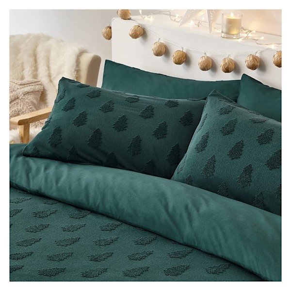 The Linen Yard Tufted Julgran Duvet Cover Set Enkelsäng Grön Pine Green Single