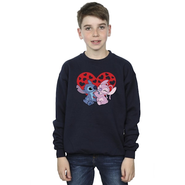 Disney Boys Lilo & Stitch Hearts Sweatshirt 12-13 år Marinblå Navy Blue 12-13 Years