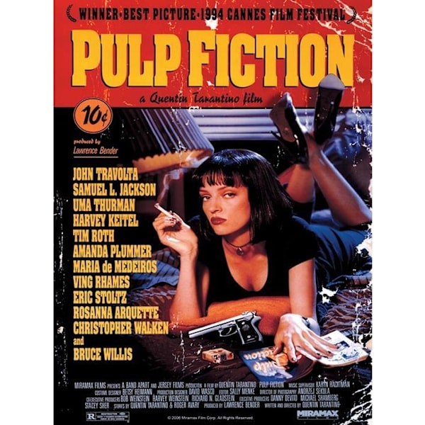Pulp Fiction Cover Canvas Print 50cm x 40cm Multifärgad Multicoloured 50cm x 40cm