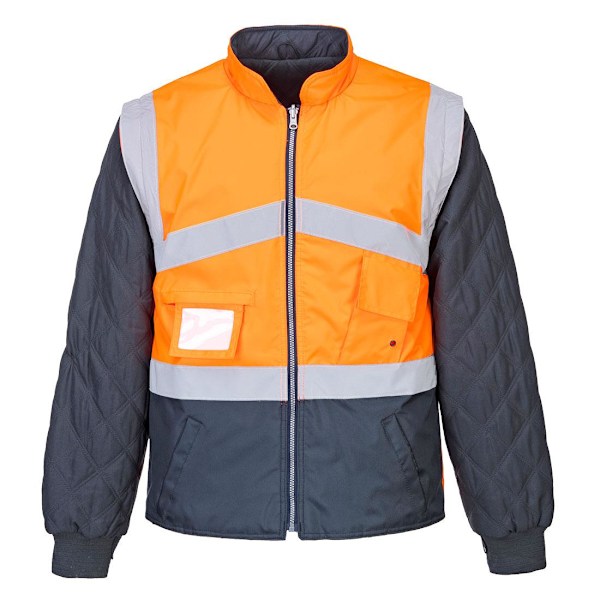 Portwest Herr 2 i 1 Hi-Vis Jacka M Orange/Marinblå Orange/Navy M