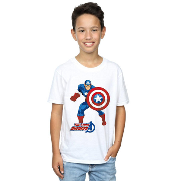 Captain America Pojkar The First Avenger T-Shirt 7-8 År Vit White 7-8 Years