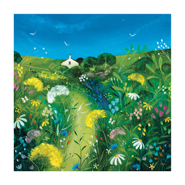 Julia Crossland Meadow Print 40cm x 40cm Grön/Blå/Vit Green/Blue/White 40cm x 40cm