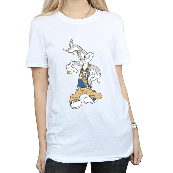 Looney Tunes Dam/Damer Rapper Bugs Bunny Bomull Boyfriend T White M