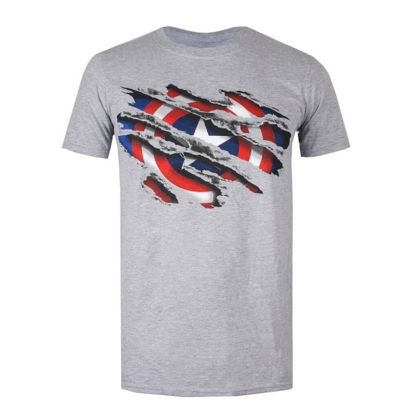 Captain America Mens Torn T-Shirt M Sports Grå/Blå/Vit Sports Grey/Blue/White M